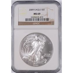 2009 SILVER AMERICAN EAGLE NGC MS-69