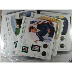KENNEDY P and D MINTED BU HALF DOLLARS IN FANCY PACKAGING WITH STAMPS