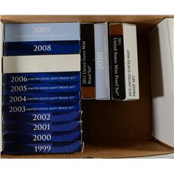 1999 THRU 2013 U.S. PROOF SETS IN NICE ORIGINAL PACKAGING ( 15 ) SETS TOTAL