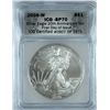 Image 6 : 2006 20th ANNIVERSARY SILVER EAGLE SET, ICG FIRST DAY OF  ISSUE ALL 70 GRADES!!