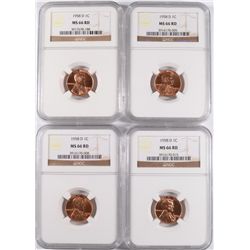 ( 4 ) 1958-D LINCOLN CENTS, NGC MS-66 REDS!!