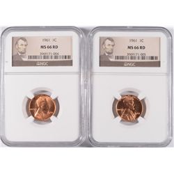 ( 2 ) 1961 LINCOLN CENTS, NGC MS66 RARE!!