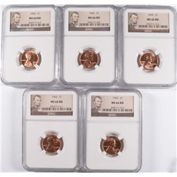 LOT OF ( 5 ) 1965 LINCOLN CENTS, NGC MS-66 RED  SCARCE!!