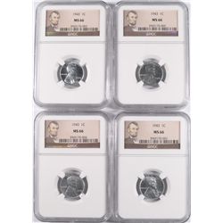 LOT OF ( 4 ) 1943 LINCOLN CENTS, NGC MS-66   NICE LOT!