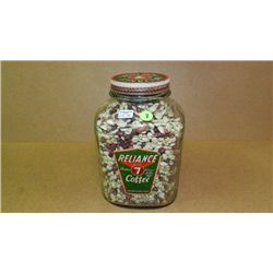 40) Primitive Reliance coffee jar full of beans
