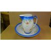 Image 1 : 46) Floral painted porcelain pitcher and bowl, COND VG