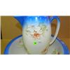 Image 2 : 46) Floral painted porcelain pitcher and bowl, COND VG