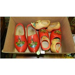 234) Box of wooden painted shoes