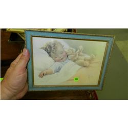 344) Vintage framed baby print