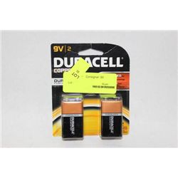 PACK OF 2 DURACELL 9V BATTERIES