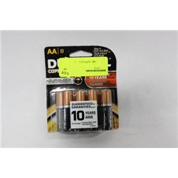 PACK OF 8 DURACELL COPPERTOP AA BATTERIES