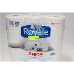 PACK 9 ROLLS = 24 ROLLS ROYALE TOILET PAPER