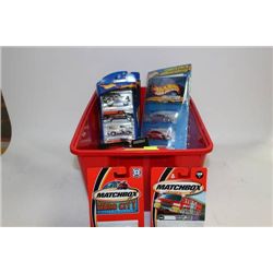 RED BIN W/ NEW HOTWHEELS & COLLECTIBLES