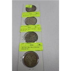 1881,1893, 1889, 1884 U.S SILVER DOLLAR  X4