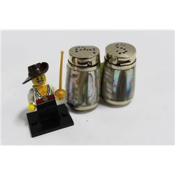 ESTATE MOTHER OF PEARL SALT AND PEPPER SHAKERS