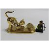 Image 1 : ESTATE 24KT GOLD PLATED  CRYSTAL CAT CLOCK