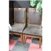 Image 1 : SHOWHOME PAIR OF WOOD W BROWN LEATHER SIDECHAIRS