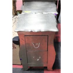 SHOWHOME PAIR OF SILVER TONE END TABLES