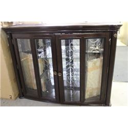 NEW WOOD ETCHED GLASS HUTCH TOP