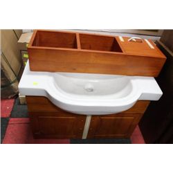 WOOD FLOATING BATHROOM VANITY W MEDICINE CABINET