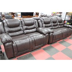 NEW CHOCOLATE BROWN RECLINING SOFA AND LOVE SEAT
