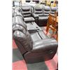 Image 1 : NEW CHOCOLATE BROWN LEATHER RECLINING 3 PC