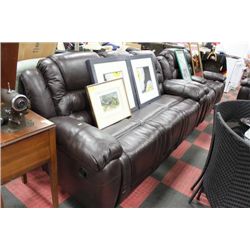 NEW CHOCOLATE BROWN LEATHER RECLINING SOFA W