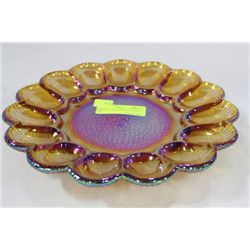 CARNIVAL GLASS AMBER SERVING DISH