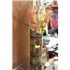Image 1 : BROWN DECORATIVE FLOOR VASE W/ ARTIFICIAL FLOWERS