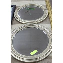 PAIR OF SHOWHOME SILVER FRAMED ROUND MIRRORS