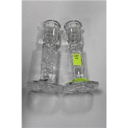PAIR OF PINWHEEL CRYSTAL CANDLE HOLDERS