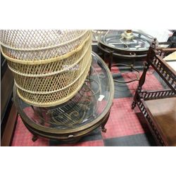 ESTATE METAL AND GLASS COFFEE AND END TABLE SET
