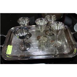 ESTATE TRAY W 5 GOBLETS