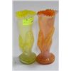 Image 1 : PAIR OF ORANGE AND YELLOW HAND VASES