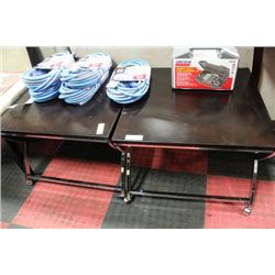 PAIR OF CHROME LEG SHOWHOME END TABLE SET ON