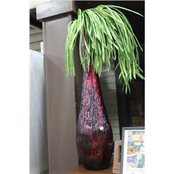 SHOWHOME LARGE RED VASE W ARTIFICIAL FOLIAGE