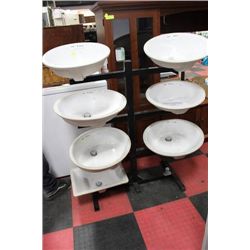 METAL STAND W 7 UNDERMOUNT CERAMIC SINKS