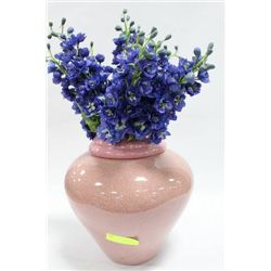 PINK CERAMIC VASE W ARTIFICIAL FLOWERS