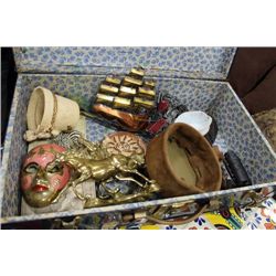 VINTAGE METAL SUITCASE CHEST  & OTHER CONTENTS