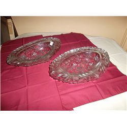 Large cut glass fruit salad serving bowls (2 matching)