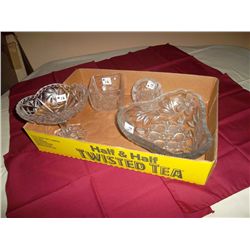Assortment of misc. pressed and cutglass items.  4 items.