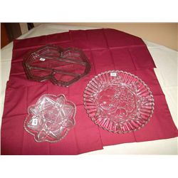 Platters: 1 divided with sterling on glass  2 round