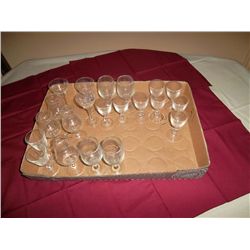 Assortment of liquor glasses