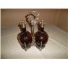 Image 1 : Amber glass decanters in sterling silver stand 2