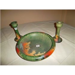 Decorative bowl with matching candlesticks Rideauware  Hand Painted Birks