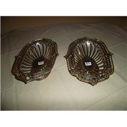 Sterling silver nut dishes 2 (matched set), Cut out top edge