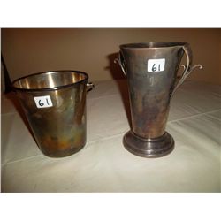 Silver vase; and 1 ice bucket