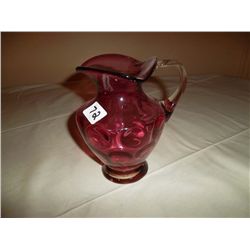 Cranberry glass pitcher