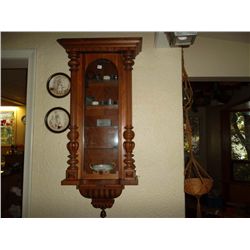 Walnut clock case made into a small display cabinet