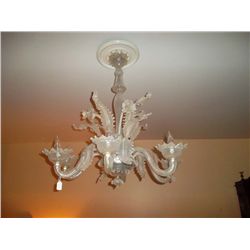Large Chandelier - clear glass. Converted to electric.